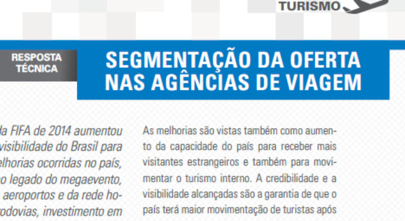 Boletim- Segmentação da oferta nas Agências de Viagem