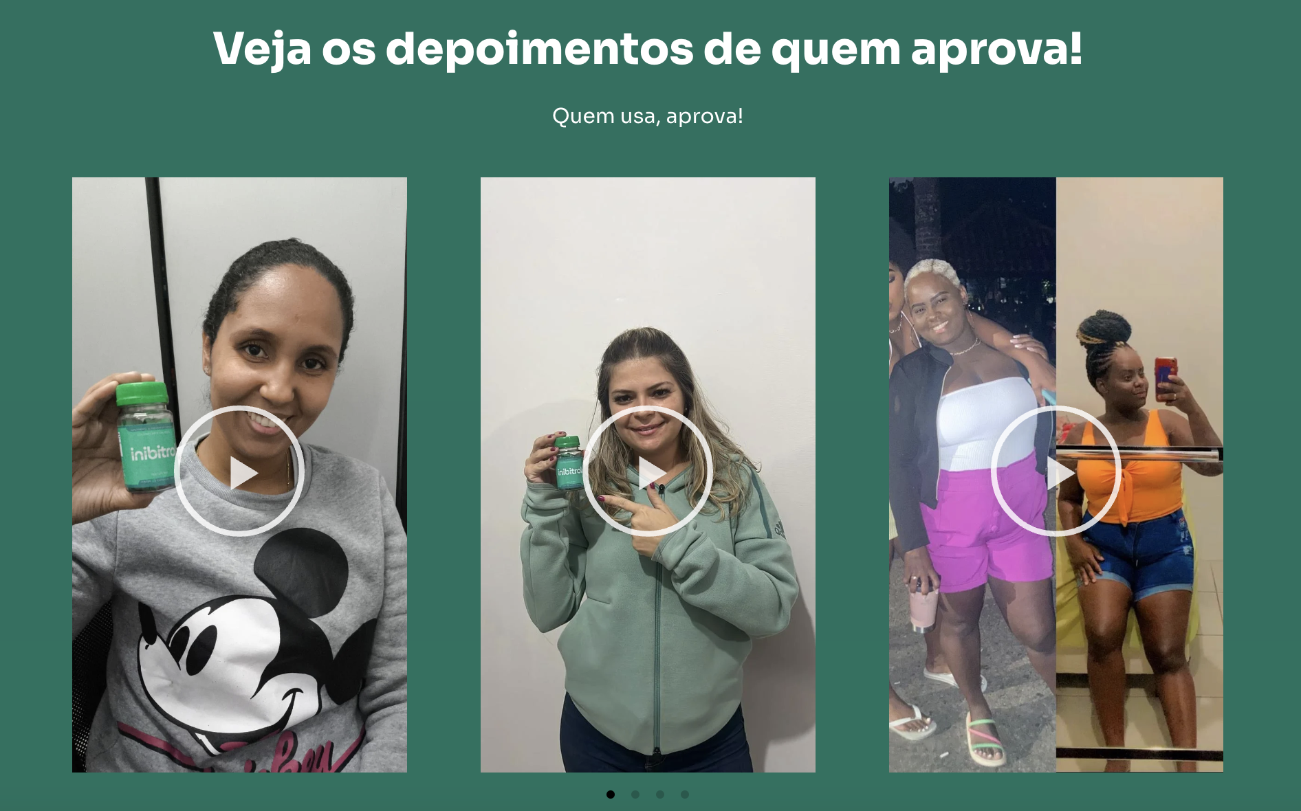 Videos com depoimentos e antes e depois reais de pacientes e usuarios compradores